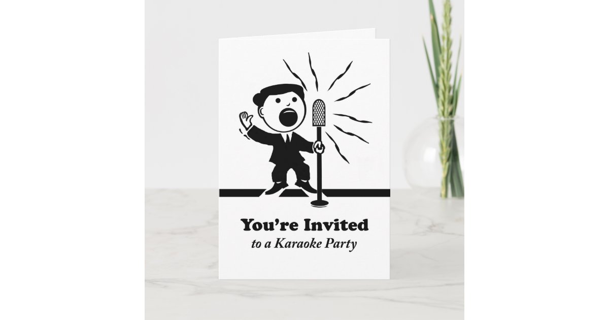 Karaoke Party Invitation, Vintage Singer at Mic Invitation | Zazzle