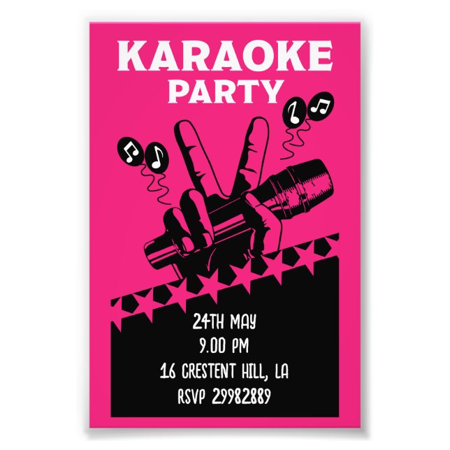 Karaoke Party Invite Photo Print (Front)