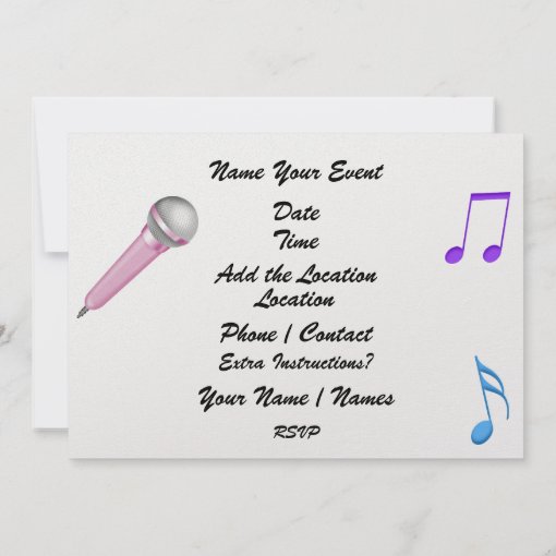 KARAOKE Party Invite SRF Zazzle