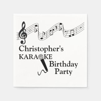 Karaoke Party Musical Scale Microphone Black Text