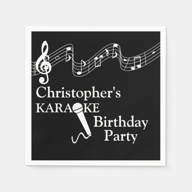 Karaoke Party Musical Scale Microphone  Napkins (Front)