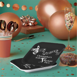 Karaoke Party Musical Scale Microphone Paper Plates