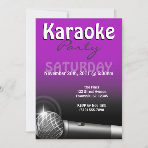 Karaoke Party Purple Invitations