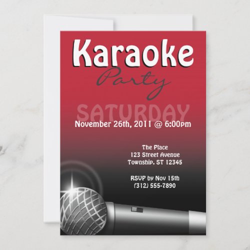Karaoke Party Red Invitations
