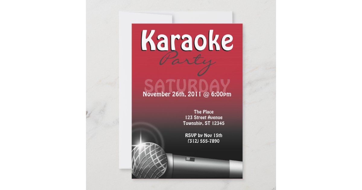 Karaoke Party Red Invitations Zazzle