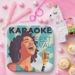 Karaoke party show paper plates