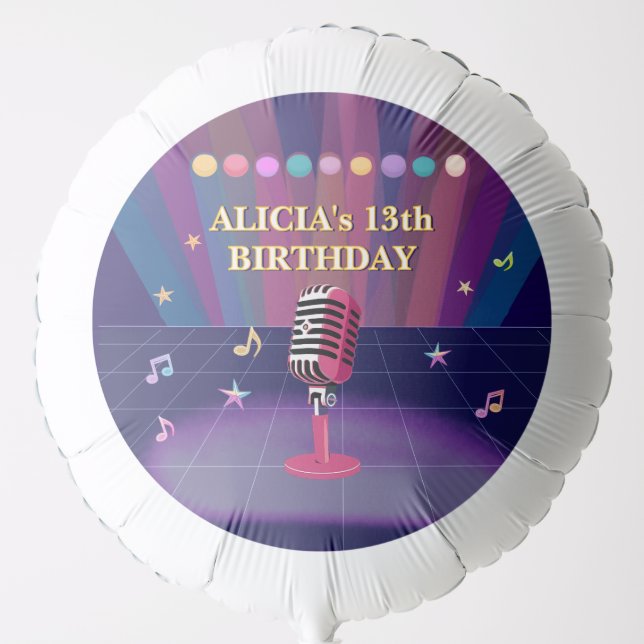 Karaoke party teens birthday balloon (Front)