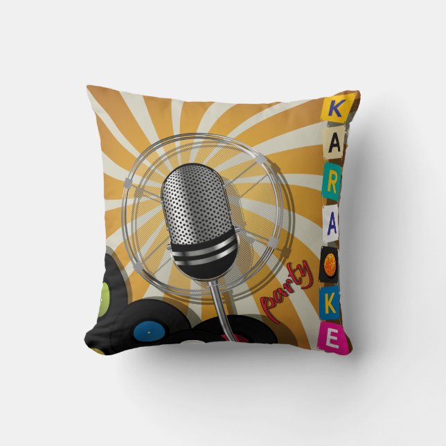 Karaoke Party Throw Pillow (Front)