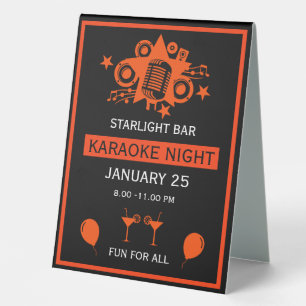 Karaoke Promotion Wall Table Tent