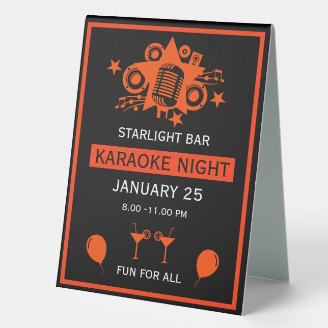Karaoke Promotion Wall Table Tent (Front)