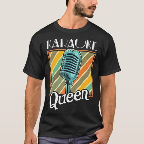 Karaoke Queen Retro Karaoke Microphone Music Singe T_Shirt