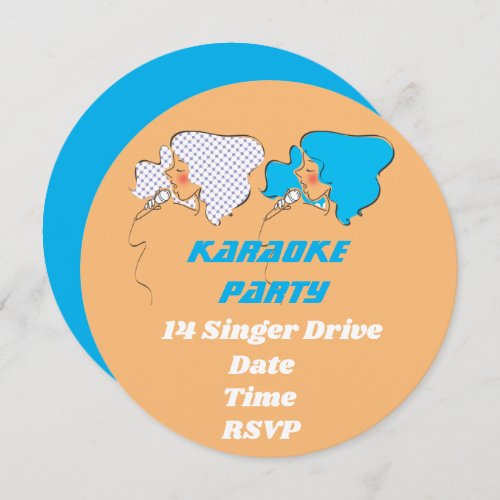 Karaoke record singing retro party theme invitation