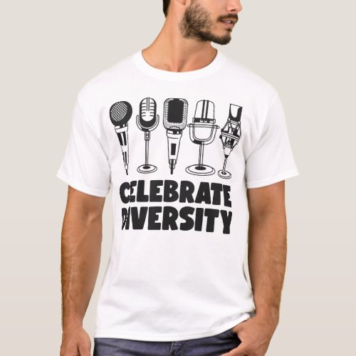 Karaoke Singer Celebrate Diversity Microphone T_Shirt