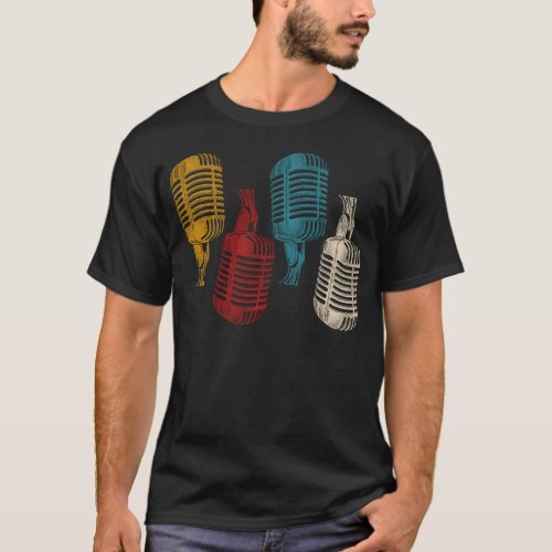 Karaoke Singer Karaoke 4 Retro Microphones T_Shirt