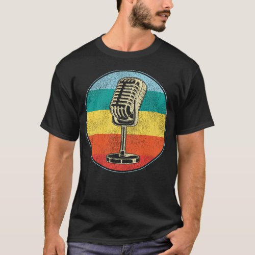 Karaoke Singer Karaoke Retro Microphone Microphone T_Shirt