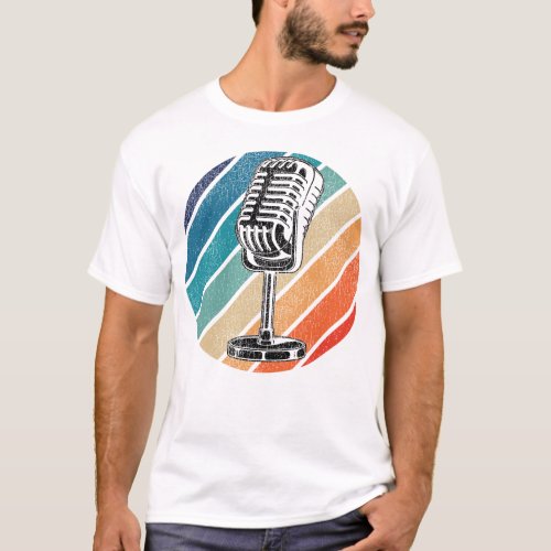 Karaoke Singer Karaoke Retro Microphone Microphone T_Shirt