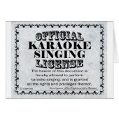 Karaoke Singing License (Front Horizontal)