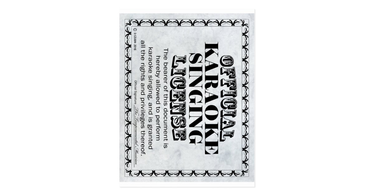 Karaoke Singing License Postcard