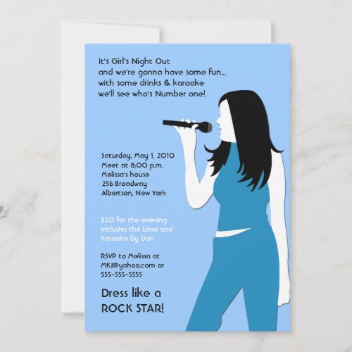 KARAOKE Singing Party Girls Night Out Birthday Invitation