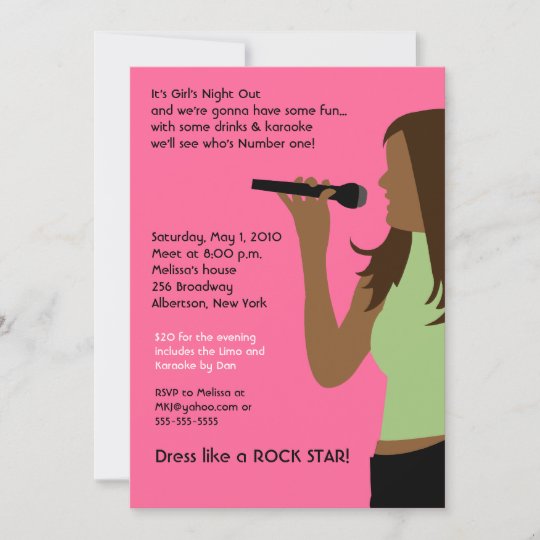 KARAOKE Singing Party Girls Night Out Birthday Invitation