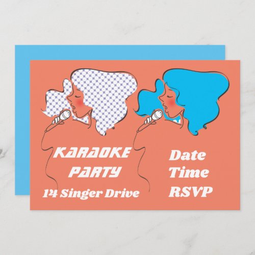 Karaoke singing retro party theme invitation