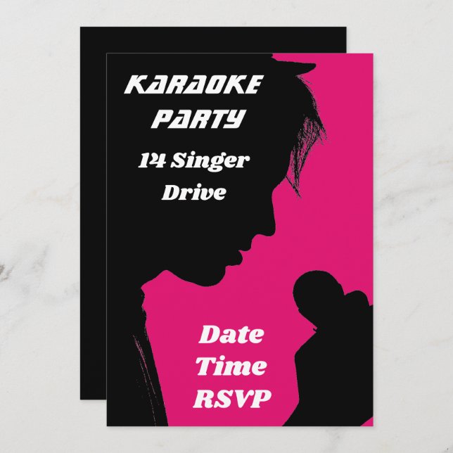 Karaoke singing retro party theme invitation (Front/Back)