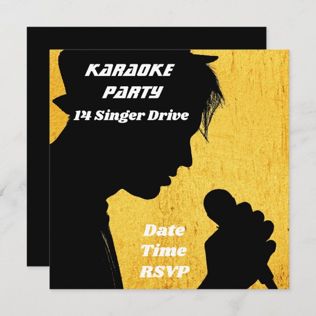 Karaoke singing retro party theme invitation (Front/Back)