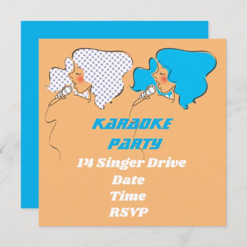 Karaoke singing retro party theme invitation