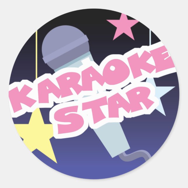 karaoke star classic round sticker (Front)