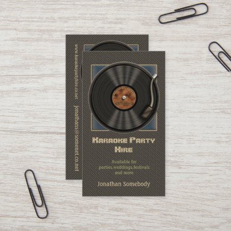 Karaoke Vinyl Record Logo Business Cards