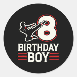 Karate 8 Birthday Boy Classic Round Sticker