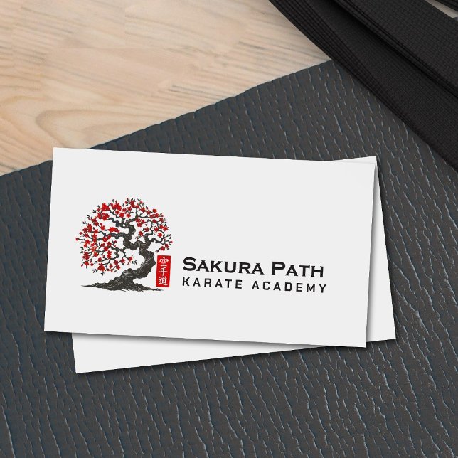 Karate Academy - Red Blossom Sakura Business Card (Creator Uploaded)