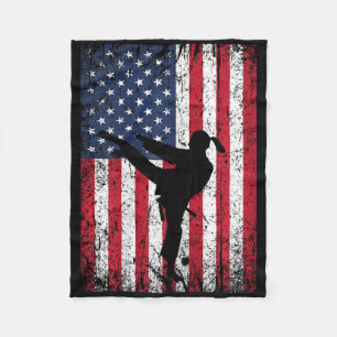 Karate American Flag 4th Of July Martial Arts Patr Fleece Blanket