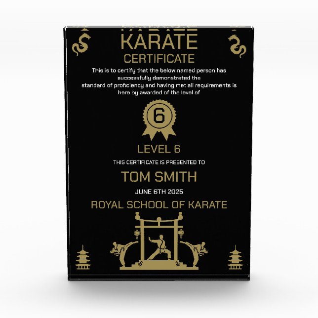 Karate Award (Front)