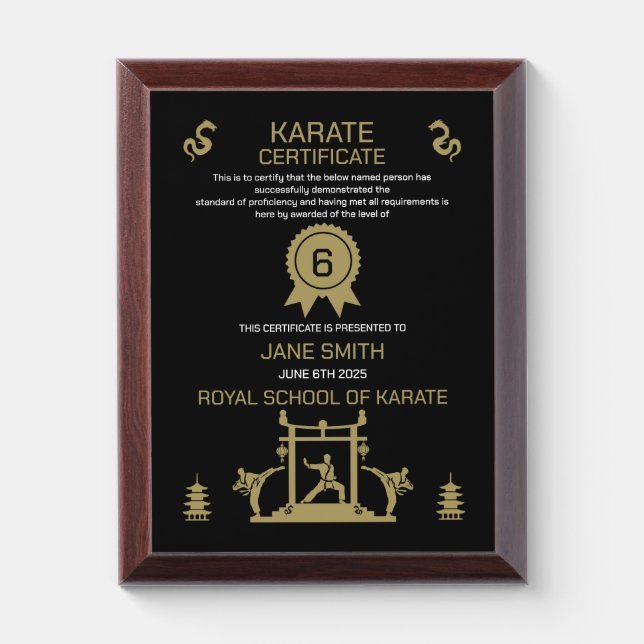 Karate Award Plaque (Vertical)