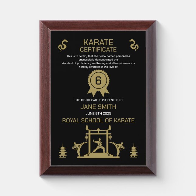 Karate Award Plaque (Vertical)