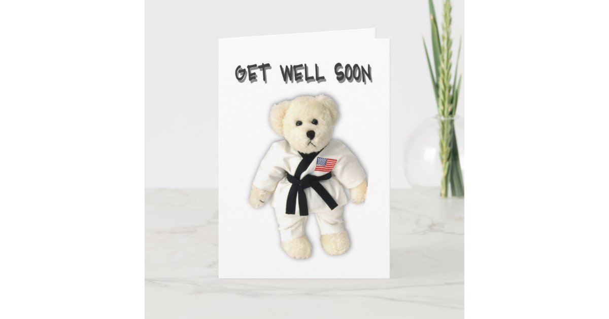 Get Well Soon Talking Bear with Orange Shirt and Deck Of Cards Gift Set 