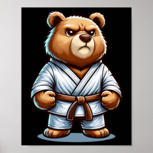 Karate Bear Martial Art Brown Bear In Gi Poster