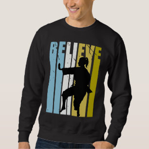 Karate Believe Silhouette Colorful Retro Vintage Sweatshirt