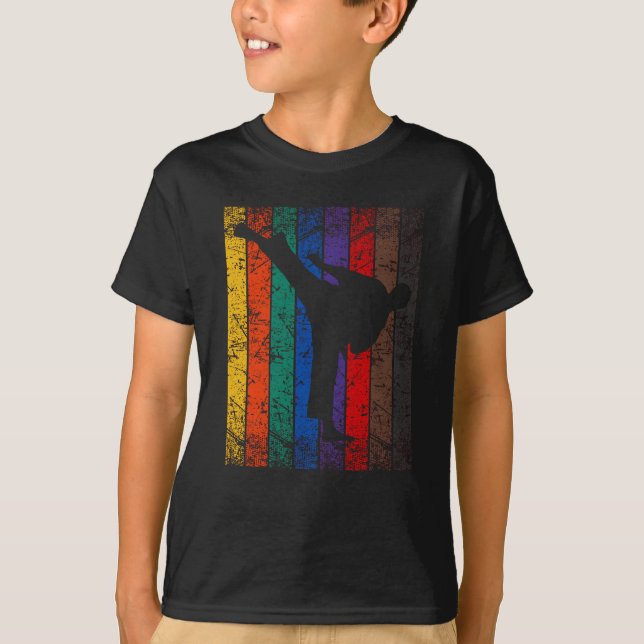 Karate Belt Colors Fighter Silhouette T-Shirt (Front)