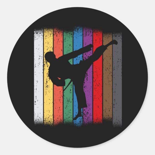 Karate Belt Colors Silhouette Classic Round Sticker (Front)