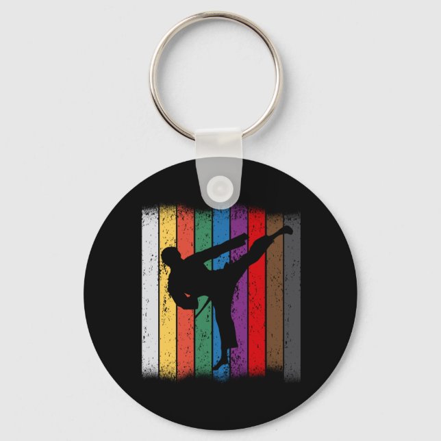 Karate Belt Colors Silhouette Keychain (Front)