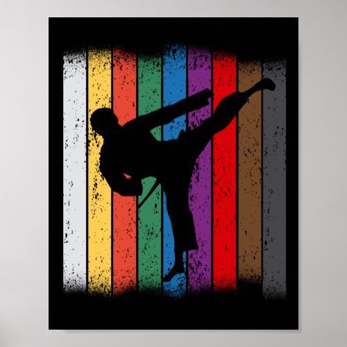 Karate Belt Colors Silhouette Poster