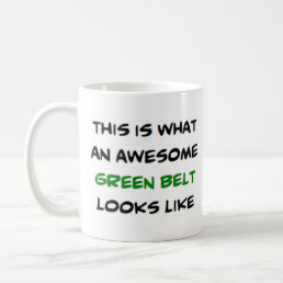 karate belt green, awesome coffee mug