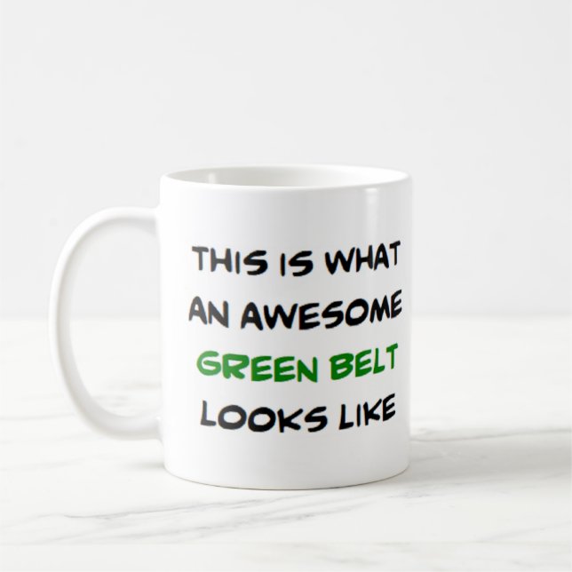 karate belt green, awesome coffee mug (Left)