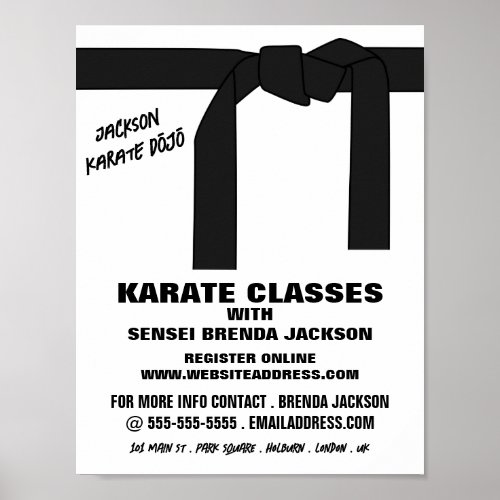 Karate Belt Karate Class Advertising Poster