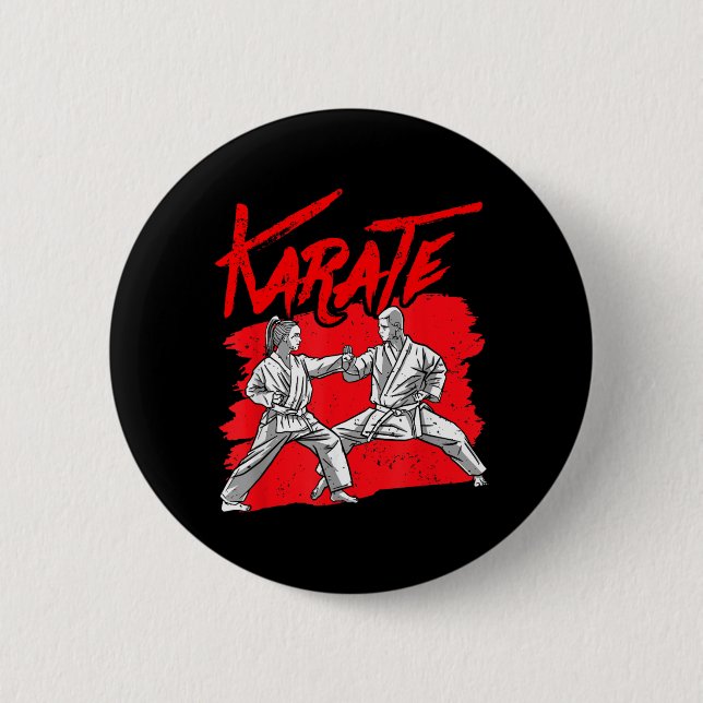 Karate Belt Martial Arts Fighter Coach Button (Front)