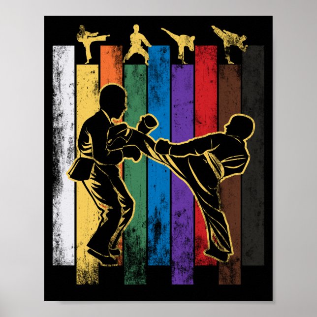 Karate Belt Silhouette Martial Arts Sport Poster (Front)