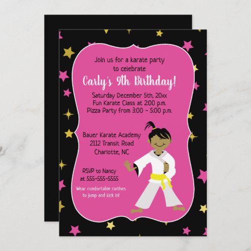 Karate Birthday Invitations Yellow Belt