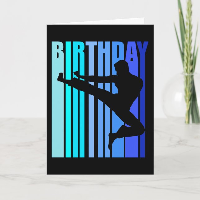 Karate Birthday Mens Kids Boys Retro Vintage Card (Front)